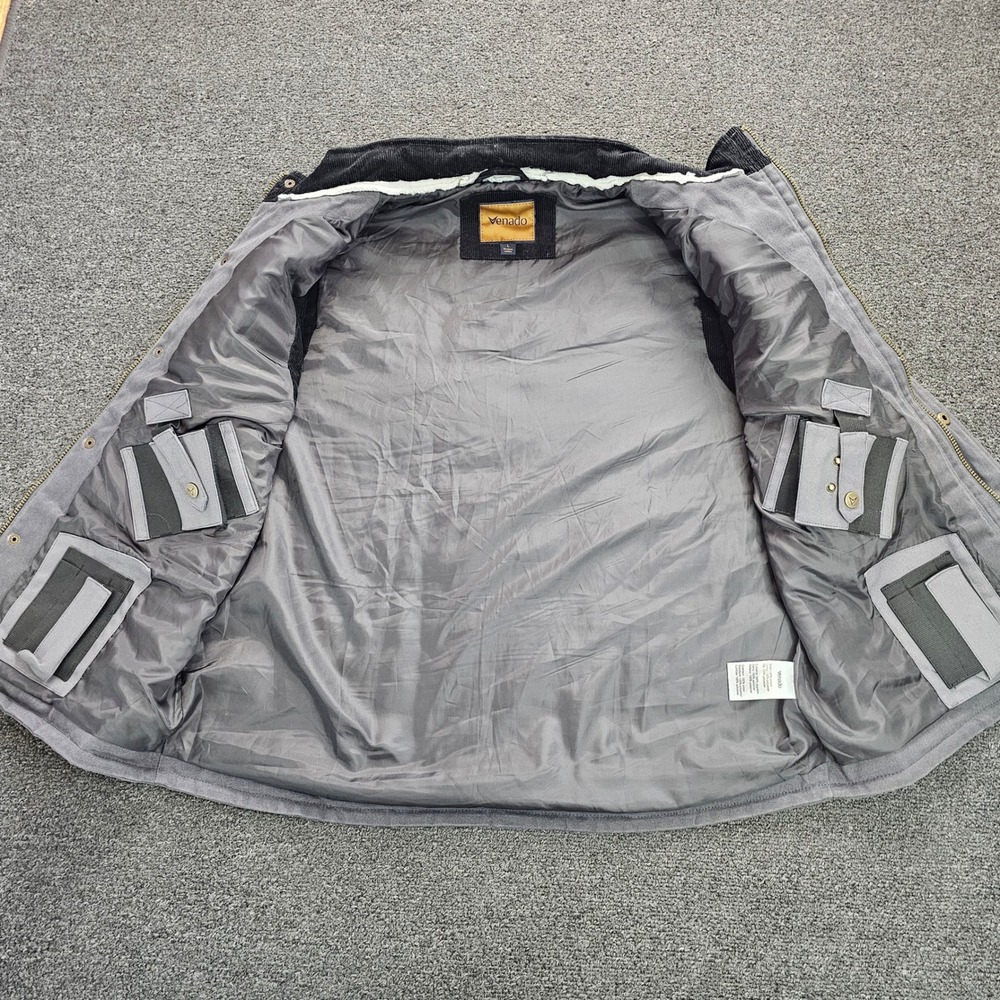 Venado Concealed Carry Vest Mens Large Canvas Quilted Work Grey Full Zip Snap - Picture 7 of 11